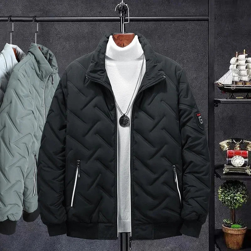 Autumn/Winter New Men's Cotton Coat Jacket 2025 Trendy Stand Collar Lightweight Warm Top Wholesale Casual Scene Regular Type