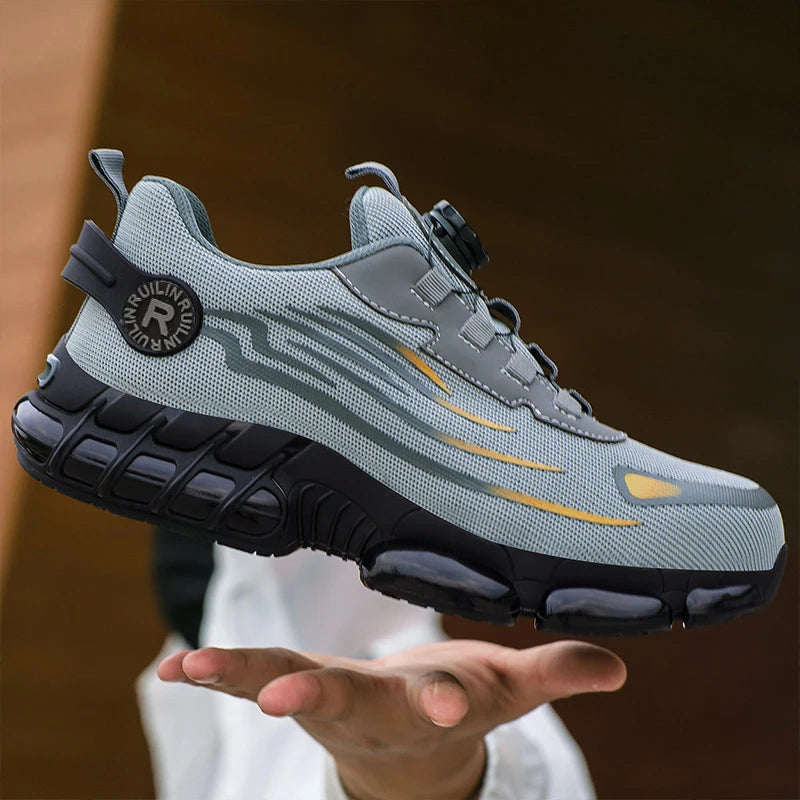 Air Cushion Safety Shoes For Men Shoes Rotating Button Anti-Smash Work Shoes Men Women Steel Toe Shoes Lightweight Safety Boots