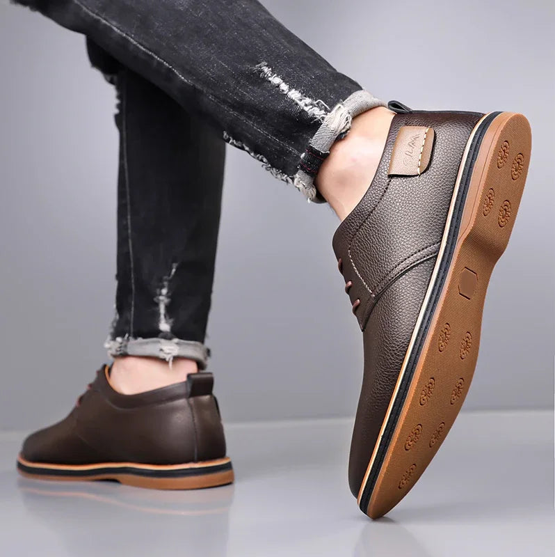 Men's Solid-Color Striped Business Formal Shoe Fashionable And Comfortable Oxford Shoe New Autumn Winter Casual Dress Party Shoe