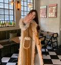 Deer Skin Velvet Spliced Denim Jacket For Women's Winter New Velvet Warm Fur Integrated Color Blocking Outwear Imitation Fur Coa