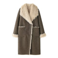 Women Faux Fur Long Coats Jackets Turn Down Collar Coat Thick Warm Y2k Streetwear Jacket Work Outerwear Autumn Winter 2025