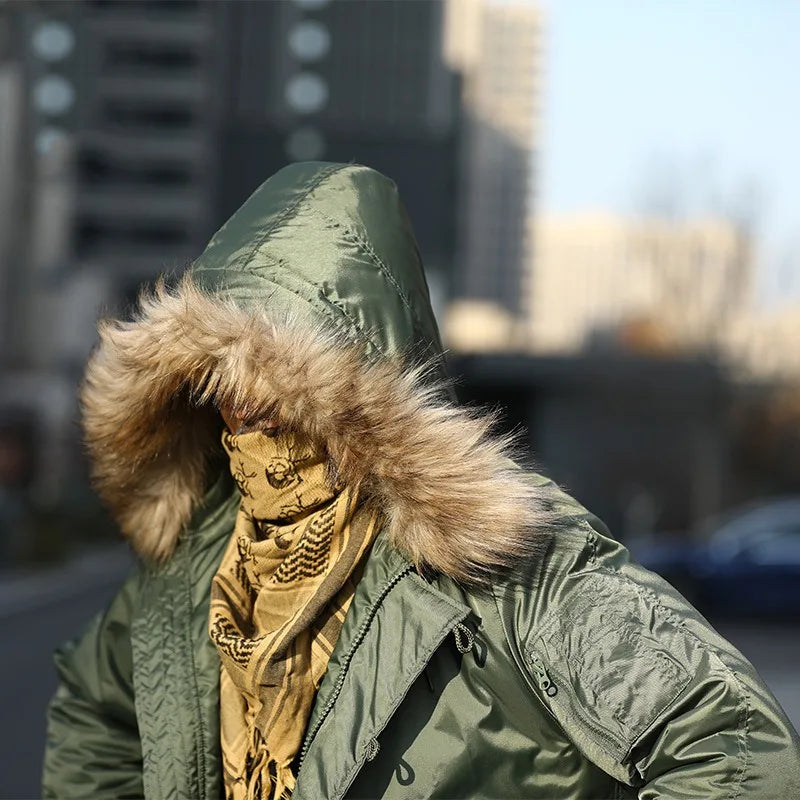 N2B Winter Waterproof and Windproof Men's Parka Hooded Thickened Warm Solid Coat Men's Outdoor Sports Ski Coat Jaqueta Masculina