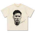 White Legendary Football King Messi Classic Black and White Signature T-Shirt Cotton Graphic Tee Men Women Summer Streetwear