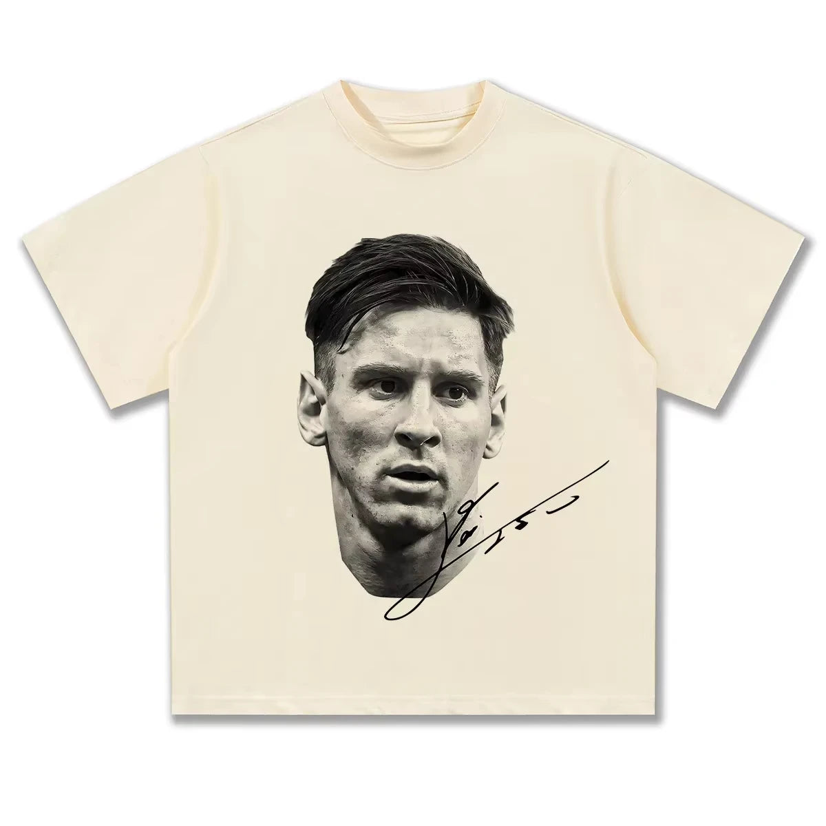 White Legendary Football King Messi Classic Black and White Signature T-Shirt Cotton Graphic Tee Men Women Summer Streetwear