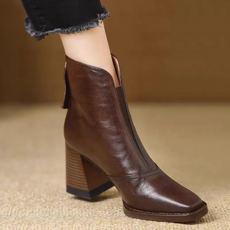 Ankle Boots for Women  Side Zipper Stretch Middle Heel  Short Boot Fashion Pointed Shoes Botas De Mujer 2024