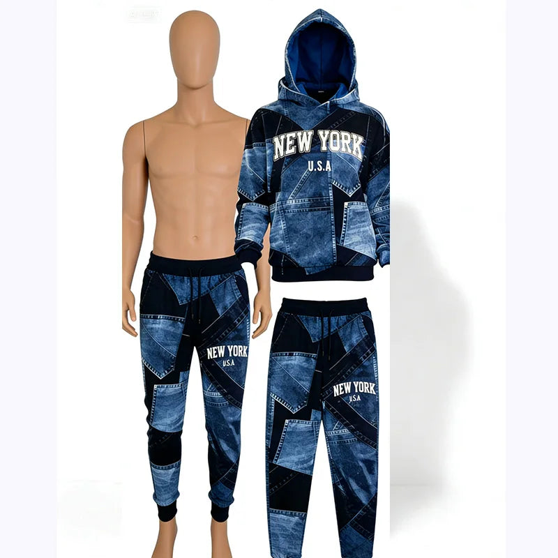 2025 Spring and Autumn New Men's Denim Suit Men's Fashion Brand Slim Fashion Pants Casual Jacket Men's Jacket
