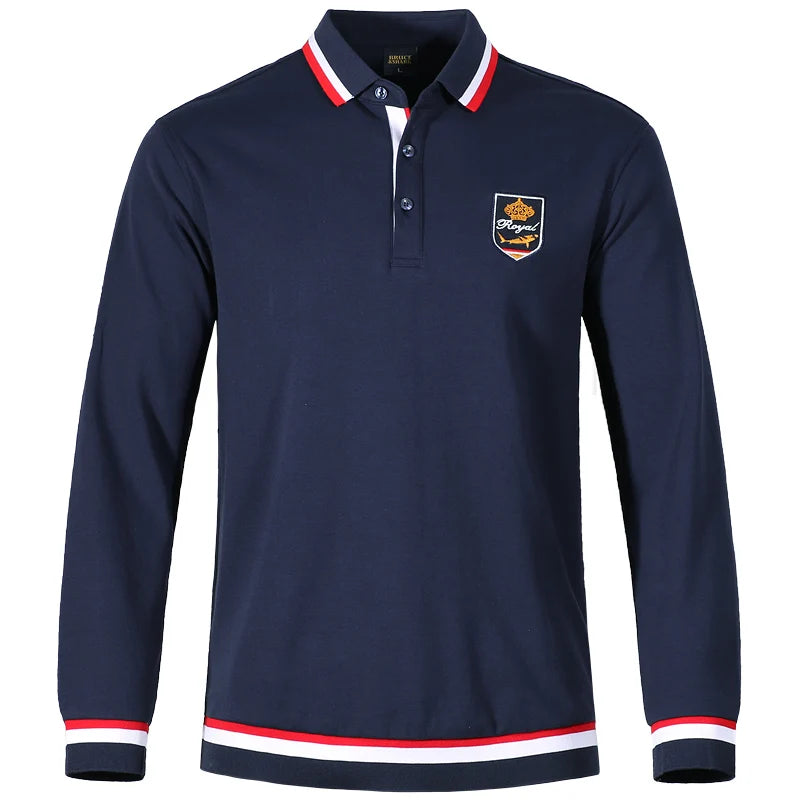 2024 New Solid Color Polo Shirts Men Thicken Stretch Cotton Polos Autumn Clothing Bruce&Shark Fashion Embroidered Men Basic Tops