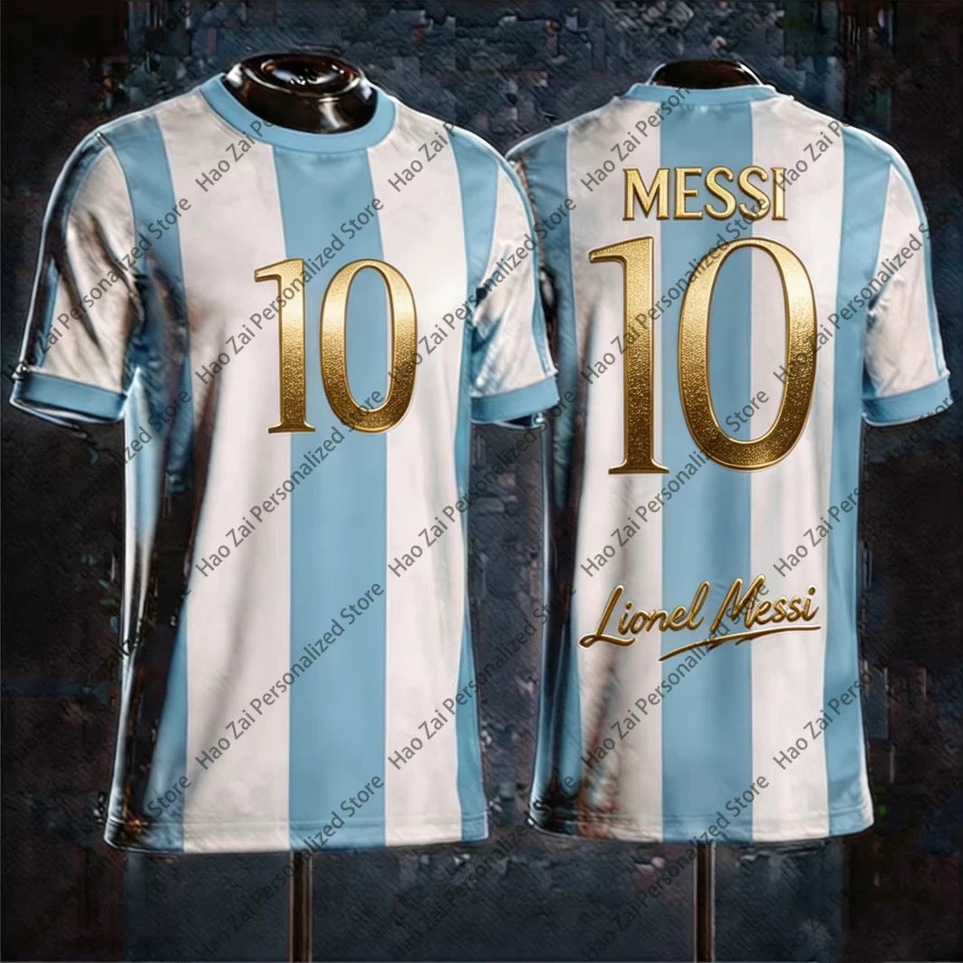 2026 Messi Commemorative Edition Jersey/T-Shirt Special Edition—Men's Argentina Sports T-Shirt and Kids' Soccer Training Set