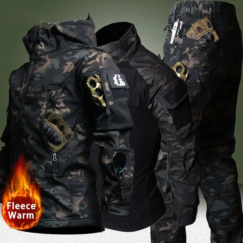 Combat Uniform Tactical Suit Multicam Camo Fleece Jacket Field Airsoft Training Workwear Outdoor Hunting Shirt Cargo Pants Men