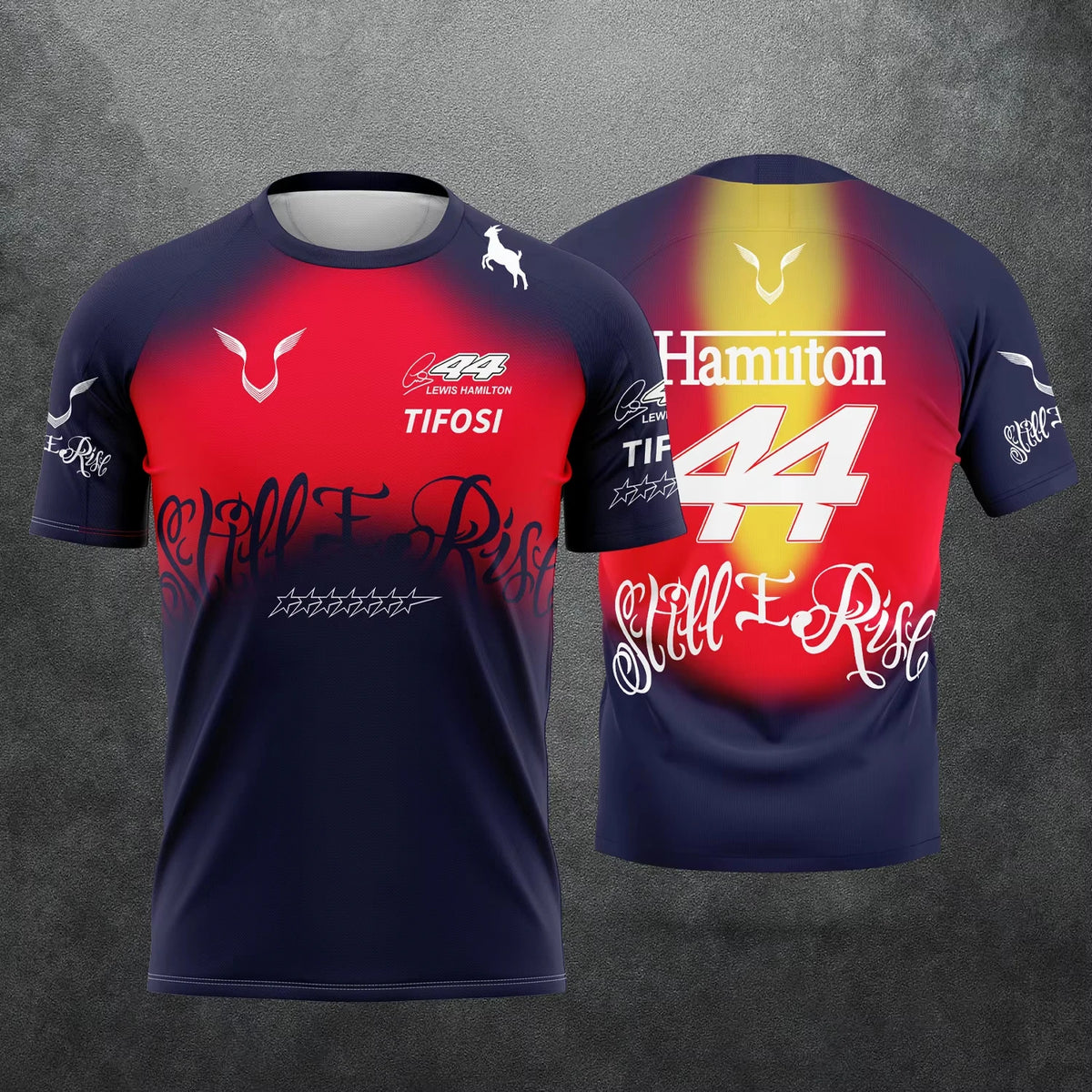 Family Lewis Hamilton 44 Still I Rise Graphic Short Sleeve Jersey Quick Dry Breathable Light Racing T-Shirt for Adult Fans