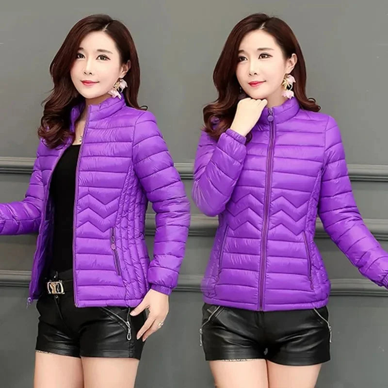 2026 New Women Parkas Winter Jacket Down Cotton Jacket Warm Korean Casual Lightweight Solid Color Parka Female Snow Coat Outwear