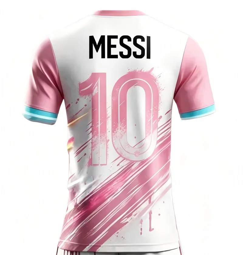 2026 Summer Men's Messi No.10 AI Printed Football Short Sleeve Jersey, Fashion Oversized Daily Outdoor T-shirt Tops