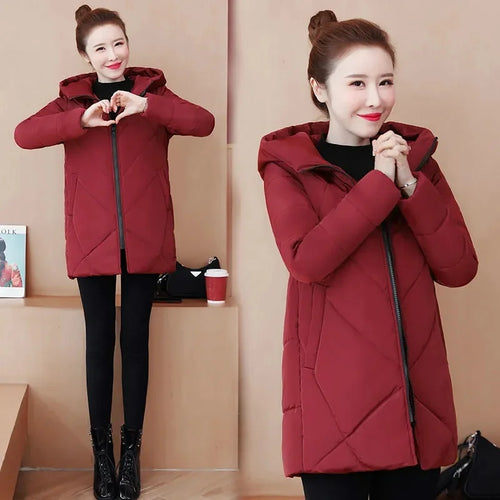 2024 New Winter Women Hooded Jacket Coats Long Parkas Female Down Cotton Overcoat Thick Warm Padded Windproof Casual Windbreaker