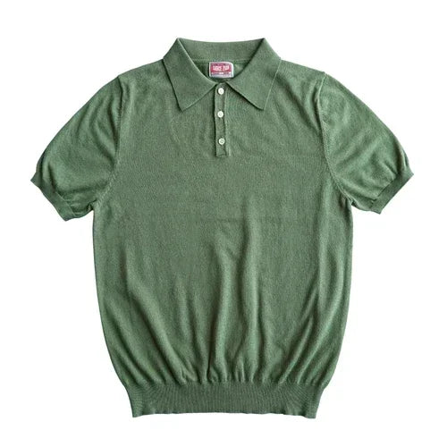 Sauce Zhan  Polo Shirt Men Shirts Summer Knit Short Sleeve Shirt Vintage 100% Cotton Regular Fit