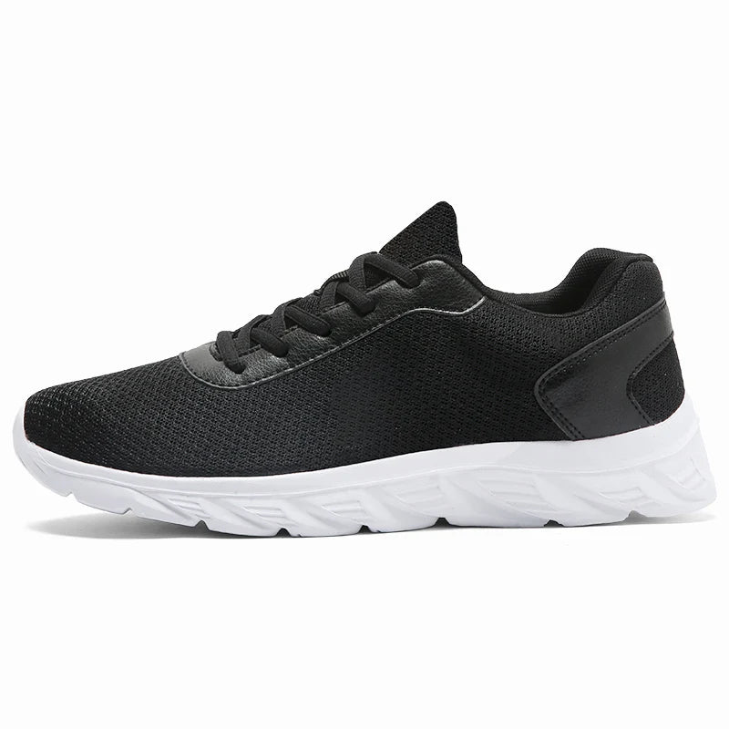 Men's Casual Sports Shoes Men's Black Mesh Breathable Running Shoes Soft Bottom Light Flat Bottom Work Shoes