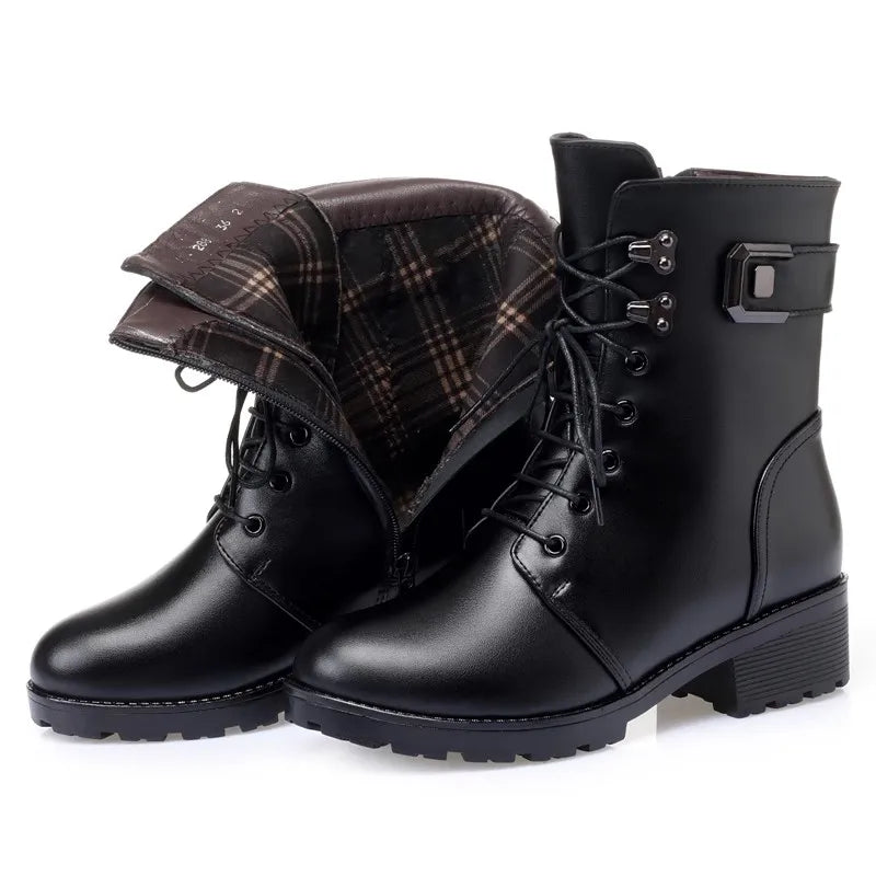 GKTINOO 2026 Winter Genuine Leather Boots Warm Plush Wool Boots Fashion Comfort Non-slip Women Boots Snow Shoes Large Size