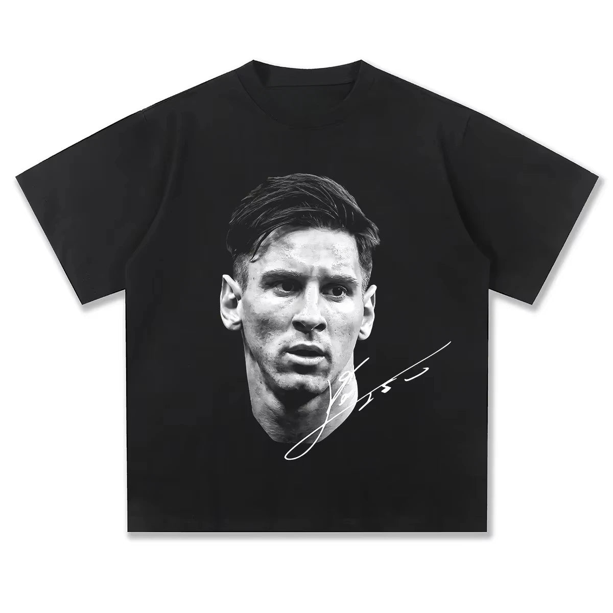 Art Legendary Football King Messi Classic Black and White Signature T-Shirt Cotton Graphic Tee Men Women Summer Streetwear