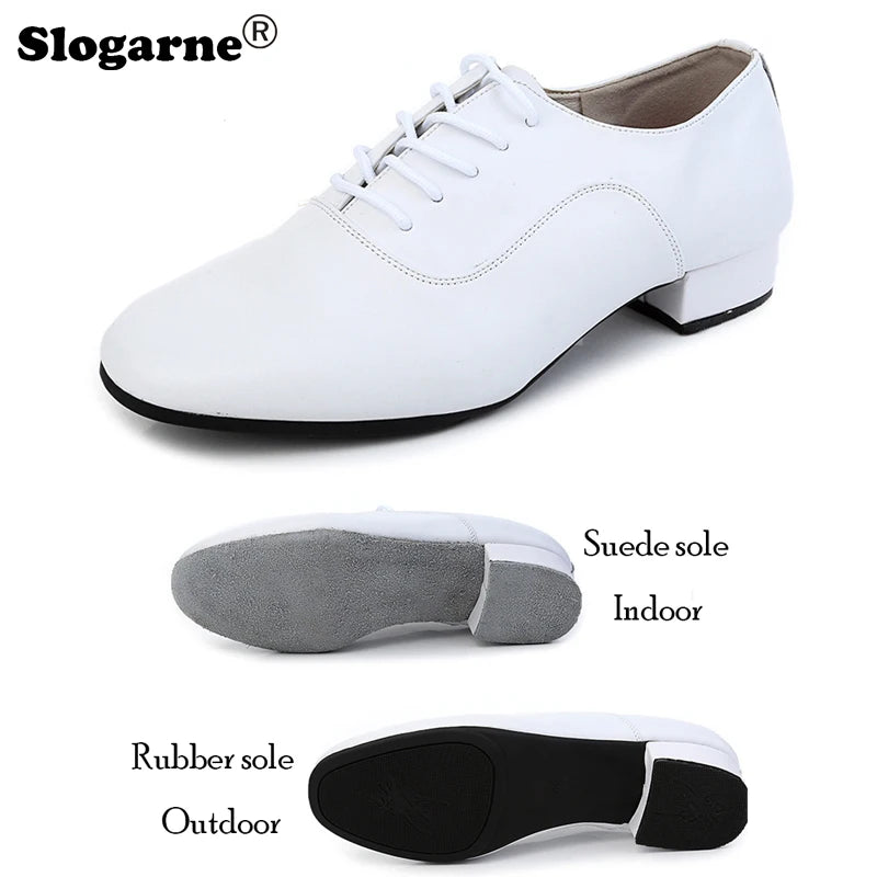 Elegant White Latin Shoes Men Modern Jazz Waltz Tango Dance Shoes Man Suede Sole Indoor Dance Footwear Outdoor Sports Sneaekers