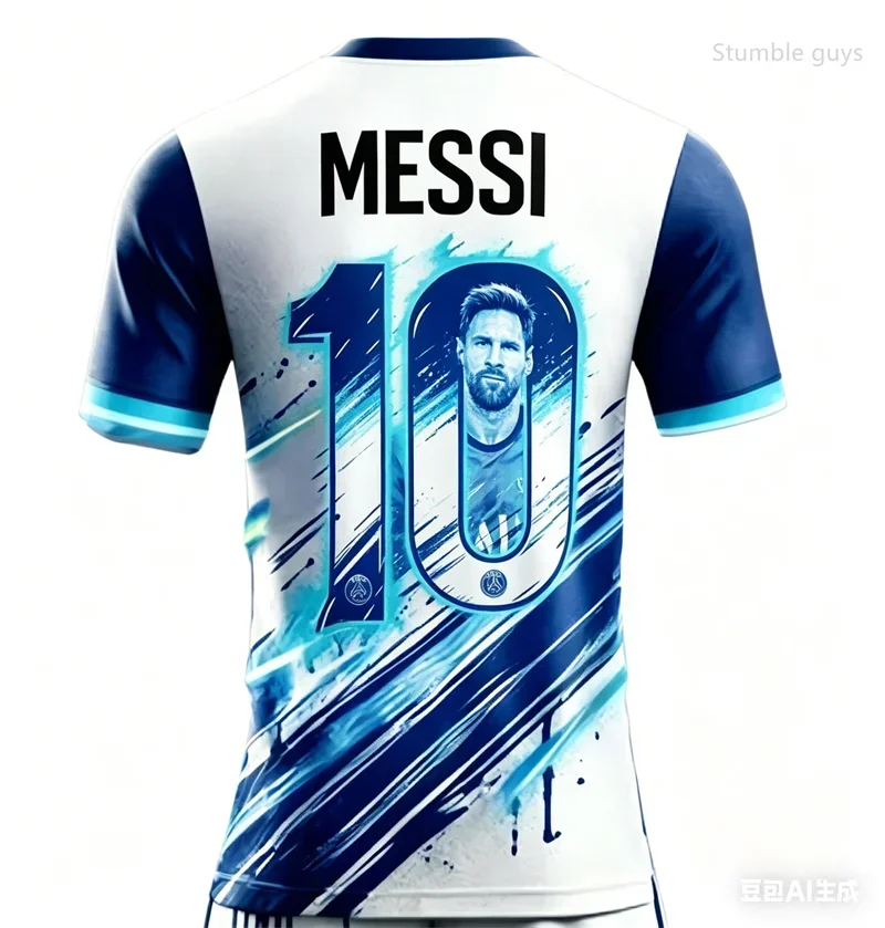 2026 Summer Men's Messi No.10 AI Printed Football Short Sleeve Jersey, Fashion Oversized Daily Outdoor T-shirt Tops