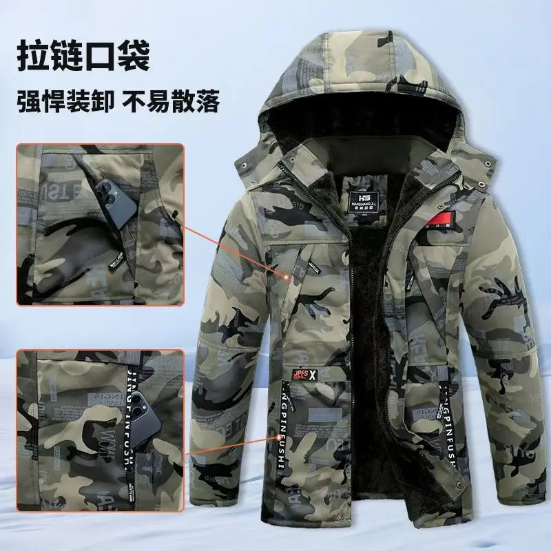 Camouflage Down Parkas Jackets 2024 Men's Parka Hooded Coat Male Fur Collar Parkas Winter Jacket Men Military Cotton Overcoat