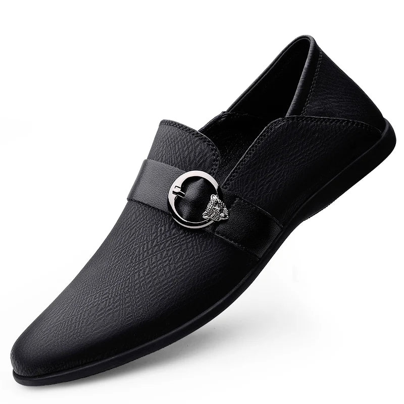 Dress Flats Breathable Oxford Footwear Genuine Leather Mens Shoes Slip on Office Male Formal Shoes Wedding Party Men Monk Shoes