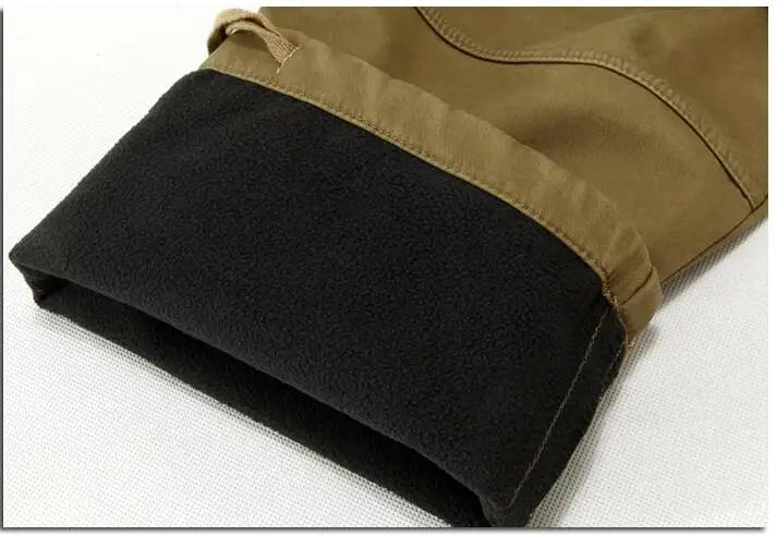 Winter Military Thick Fleece Cargo Pants Men Multi-pockets Baggy Cotton Casual Overalls Army Tactical Long Trousers Plus Size 40