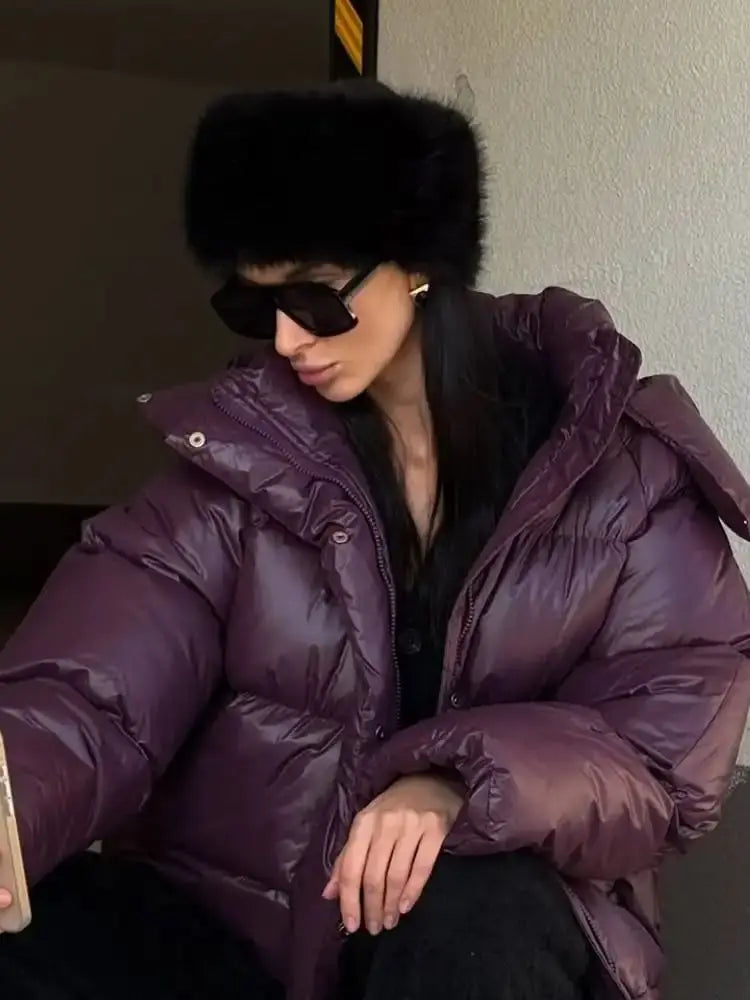 Women Fashion Brown Cotton Jacket Casual Lapel Single Breasted Pocket Loose Long Coat Lady Winter Daily Street Commute Outerwear