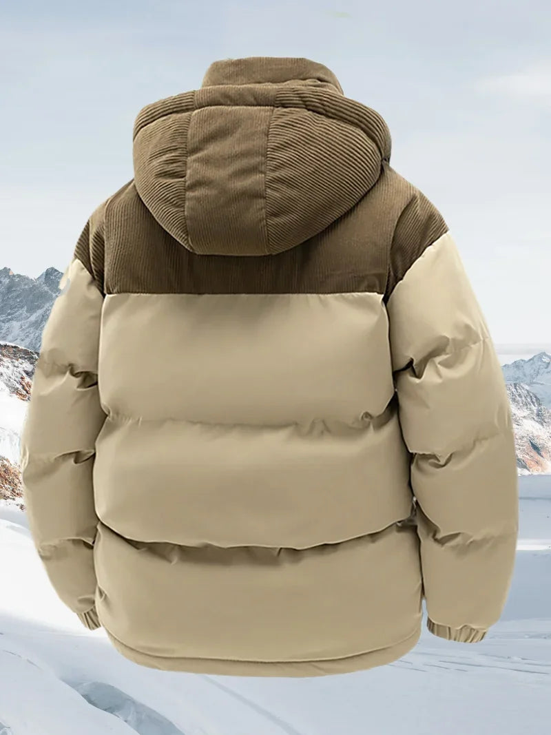 Men’s Winter Puffer Jacket Cotton Padded Warm Hooded Windbreaker Coat Outdoor Casual Thick Parka for Cold Weather Streetwear
