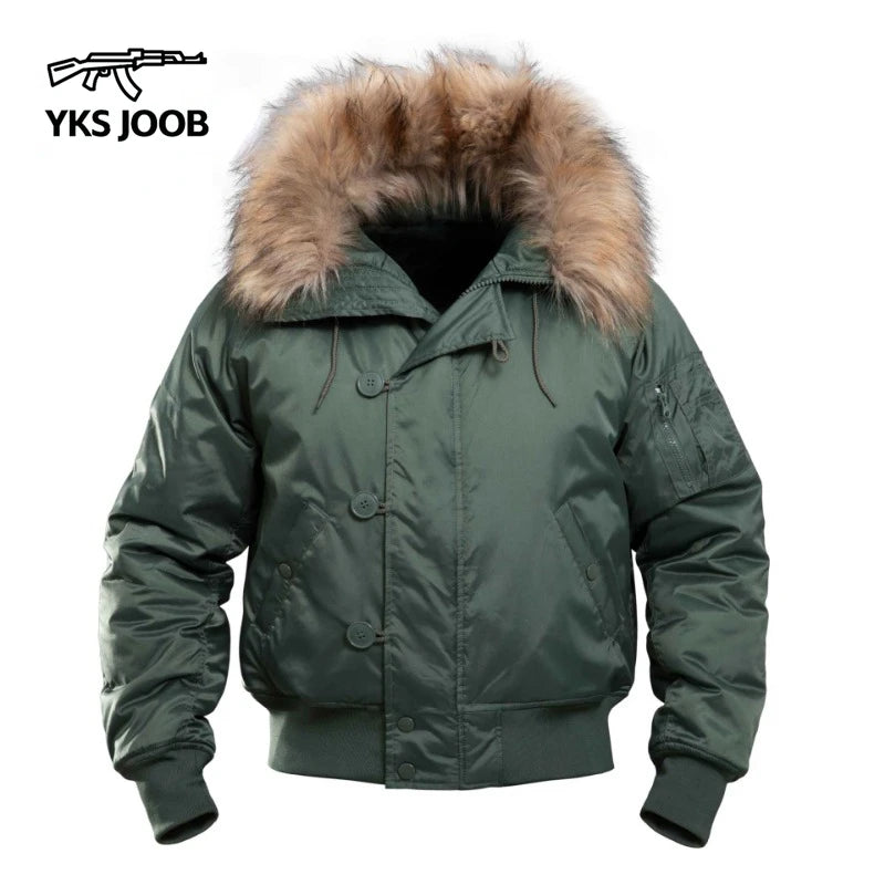 N2B Winter Waterproof and Windproof Men's Parka Hooded Thickened Warm Solid Coat Men's Outdoor Sports Ski Coat Jaqueta Masculina