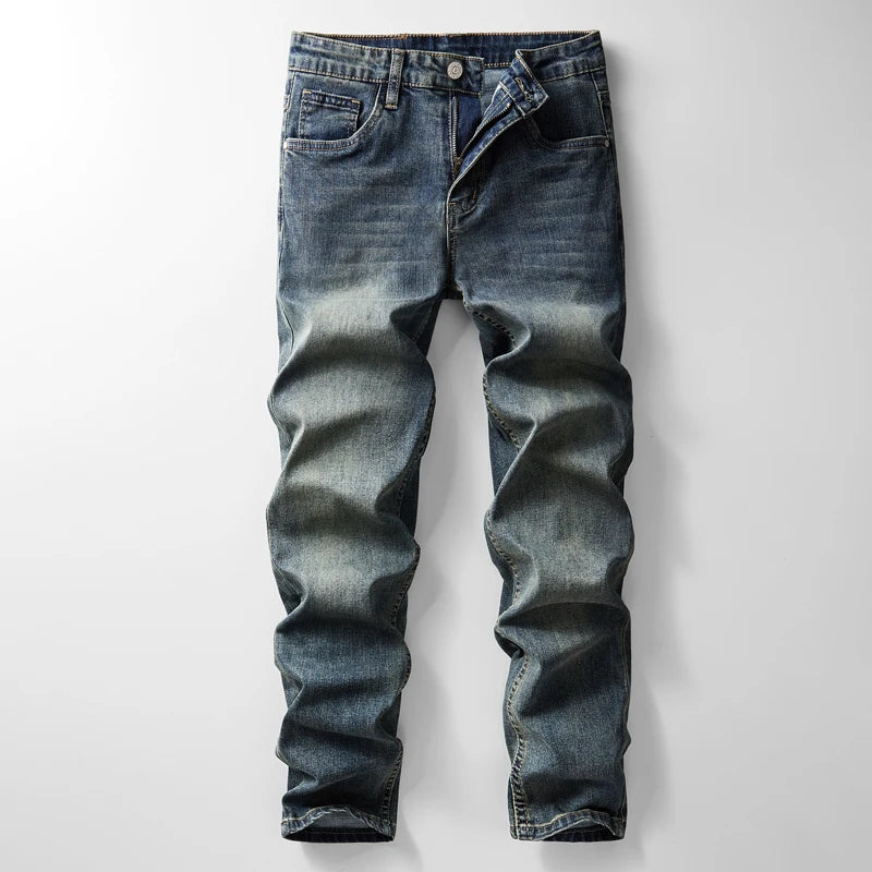 2024 Autumn/Winter  New American Denim Cowboy Set Classic Simple Versatile Washed and Elastic Jacket Jean clothes for men