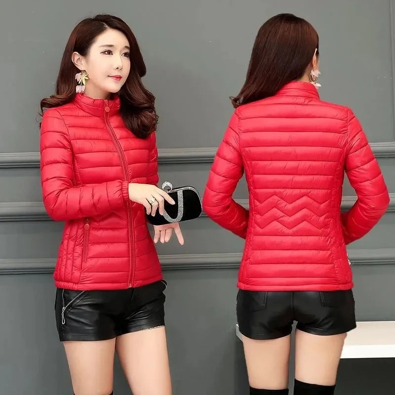 2026 New Women Parkas Winter Jacket Down Cotton Jacket Warm Korean Casual Lightweight Solid Color Parka Female Snow Coat Outwear