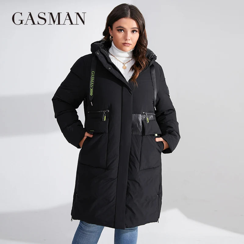GASMAN 2023 brand new women's coat Women's winter jacket down parka warm outwear Female black patchwork thick jacket 020