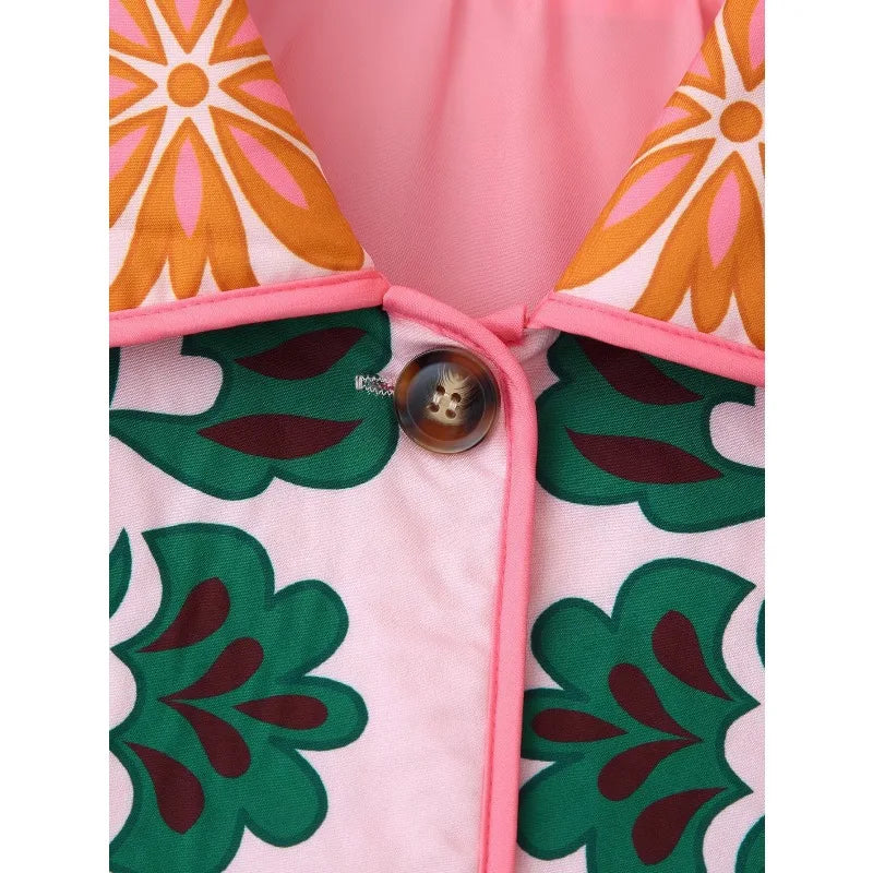 KADUWAKI Fashion Print Panelled Quilted Cotton Jacket Long Sleeve Pocket Cardigan Coat Autumn Winter Daily Casual Tops Outerwear