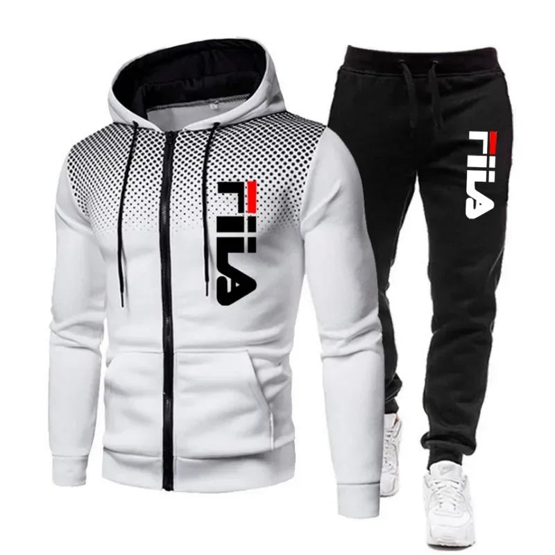 2025 Men's casual jogging fitness fashion sportswear set for autumn and winter: Two-piece zipper sweatshirt + sweatpants
