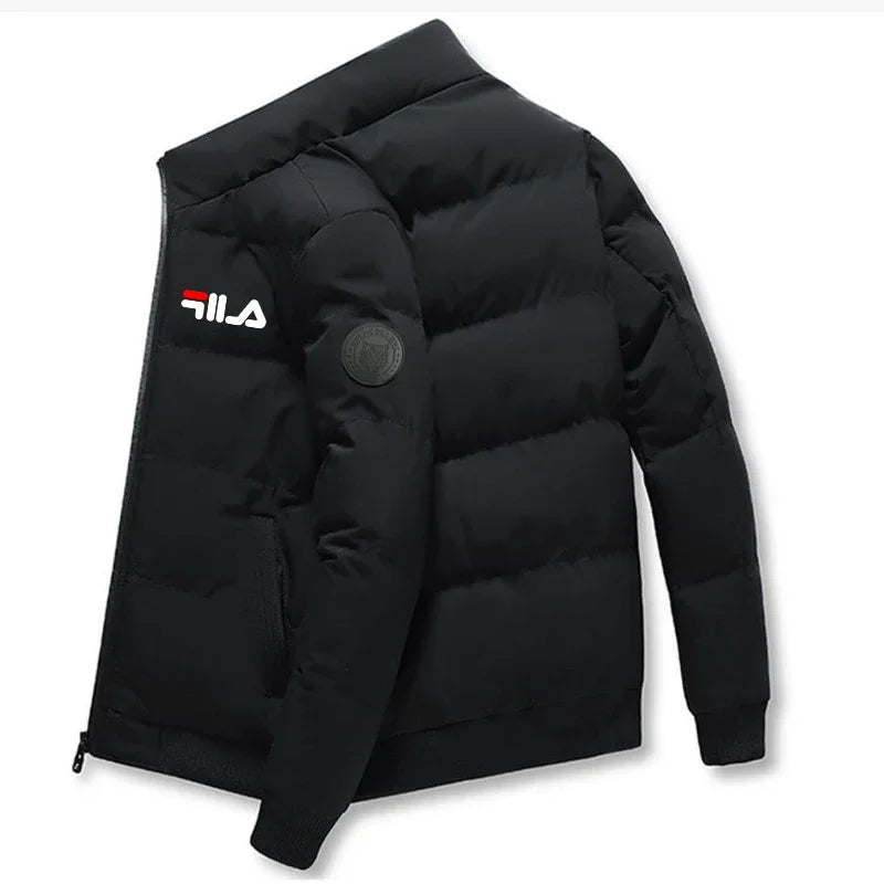 Fashion autumn and winter short men's thick warm coat, outdoor windproof new zipper printed men's casual jacket M-5XL