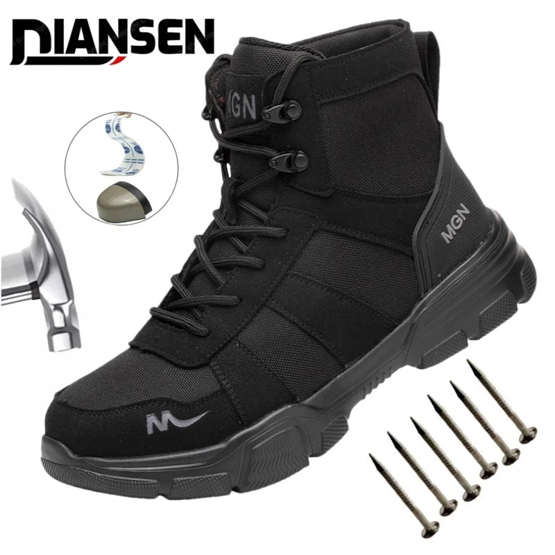 Camouflage Safety Boots Men and Women Work Indestructible Shoes Climbing Steel Toe Protective Boots Anti-puncture Safety Shoes