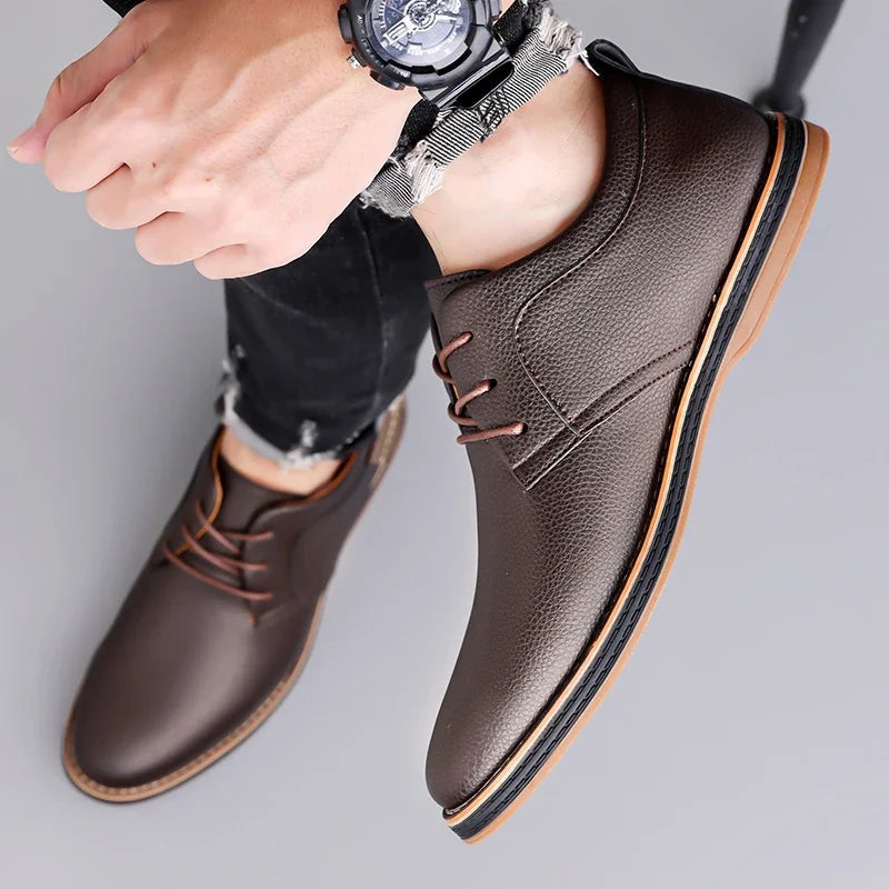 Men's Solid-Color Striped Business Formal Shoe Fashionable And Comfortable Oxford Shoe New Autumn Winter Casual Dress Party Shoe