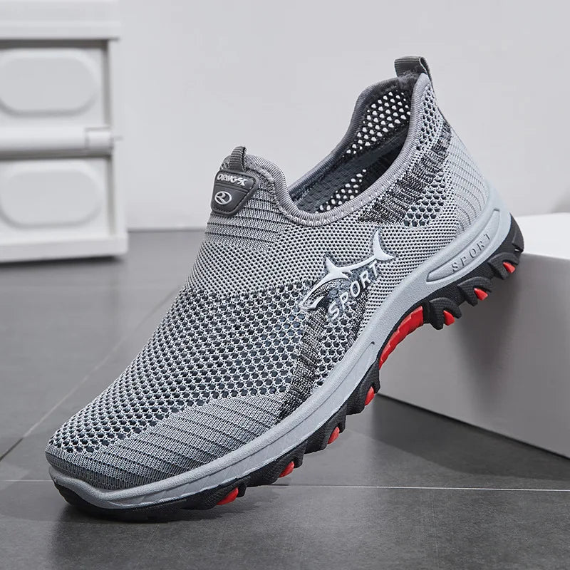 Men's Summer New Soft Bottom Net Shoes Shark Casual Shoes Breathable Mesh Shoes Middle-Aged And Elderly Comfortable Dad Shoes