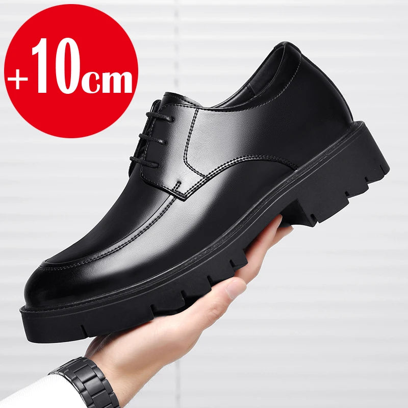 Mens Shoes 8-10cm Height Increasing Leather Shoes High Quality Casual Oes Hollow Out Leather Footwear Men's Business Dress Shoes