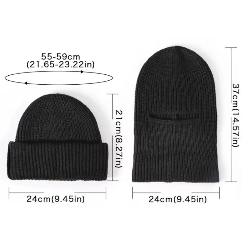 Winter Sports Thermal Balaclava Hat, Wind Resistant Knit Full Face Mask Earmuff Cap Ski Cycling Running for Men Women