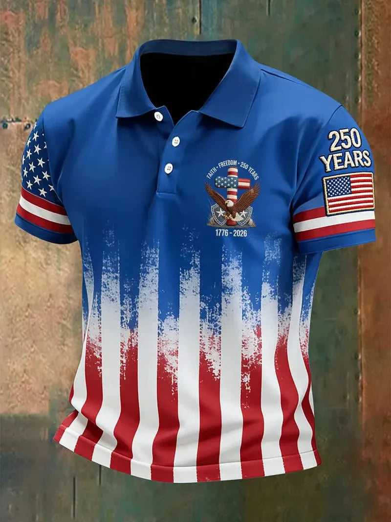 2026 New America 250th Anniversary Polo Shirt USA Flag 1776–2026 Patriotic Tees American Independence Day Clothes Fourth Of July