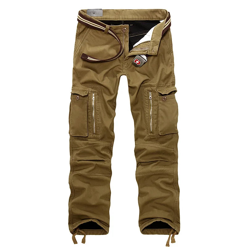 Winter Military Thick Fleece Cargo Pants Men Multi-pockets Baggy Cotton Casual Overalls Army Tactical Long Trousers Plus Size 40