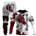 Men Hoodie Pant Sets Vintage 3d Animal Wolf Viking Print Sets Men Women Fashion Hoodie+Pant 2 Piece Suit Sports Tracksuit Outfit