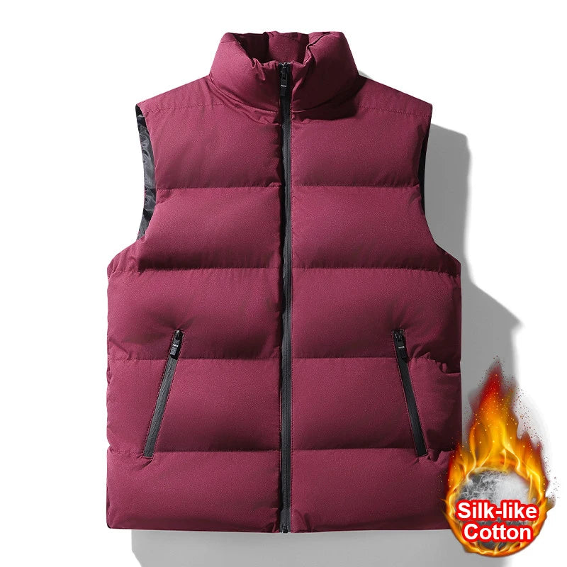Autumn Men' Sleeveless Vest Jackets Winter Fashion Male Cotton-Padded Vest Coats Men Stand Collar Warm Waistcoats Clothing 5XL