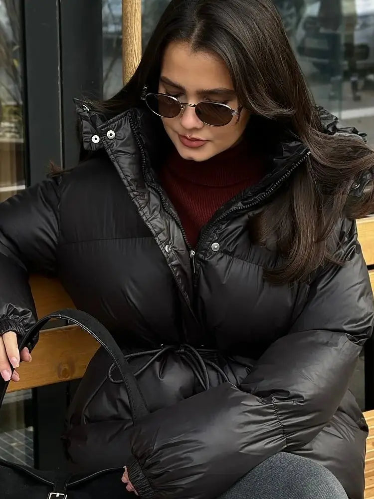 Women Fashion Brown Cotton Jacket Casual Lapel Single Breasted Pocket Loose Long Coat Lady Winter Daily Street Commute Outerwear
