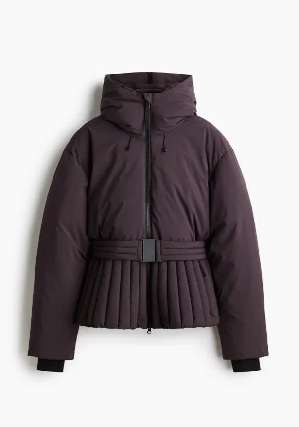 Women Casual Belted Hooded Cotton Coat Solid Full Sleeves Stand Collar Zipper Padded Jacket 2026 Lady Winter Daily Outwear New