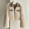 Spring and Autumn Korean Chic Polo Collar Loose Fur Coat Women Clothing Winter Coat Faux Fox Fur Plush Short Jackets Women Tops