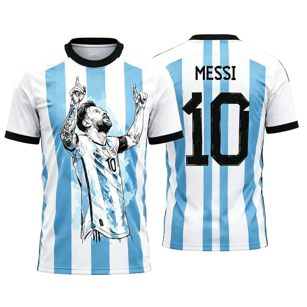Messi No.10 football jersey training Kit West Coast style T-shirt Summer Sports Men's Breathable And Quick Drying 3D T-Shirt