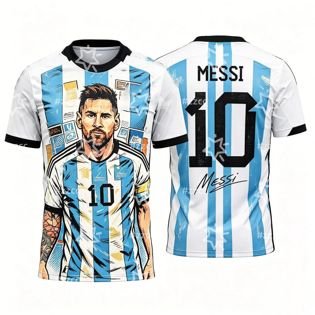 2026 Messi No.10 football jersey fan commemorative gift Summer Sports Men's T-Shirt Kid's Clothing Tee Woman cycling jersey