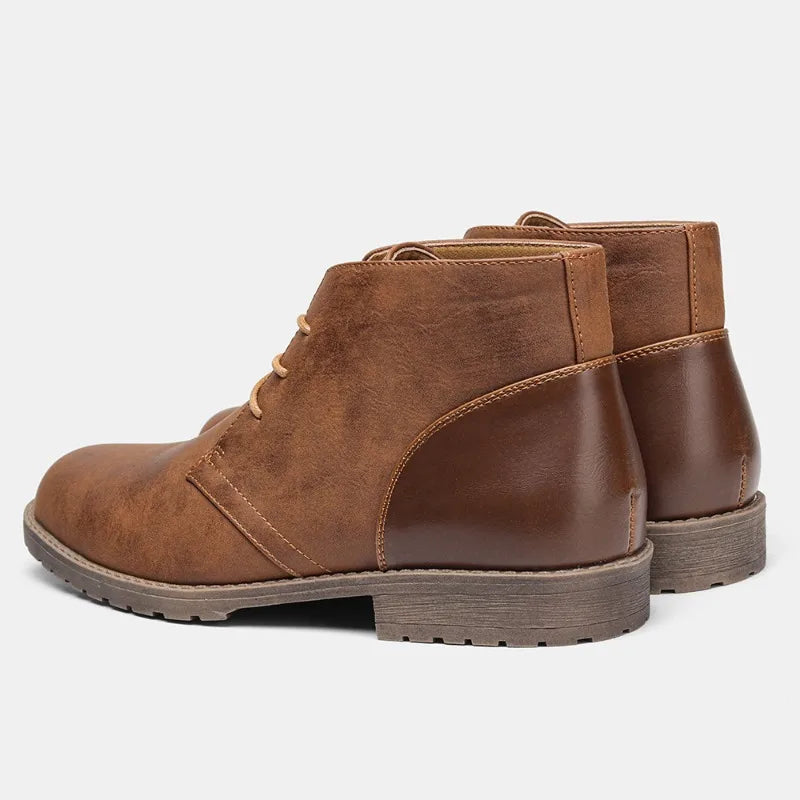 Luxury Mens Leather Boots British Business Dress Boots Retro Ankle Boots for Men Fashion Casual Boot Lace-Up Platform Boot Botas